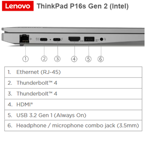 מחשב נייד Lenovo ThinkPad P16s Gen2 16"-OLED-UHD4K-i7-32GB-1TB-A500