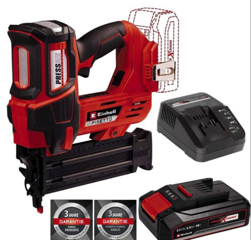 אקדח סיכות נטען 18V “בראשלס” EINHELL FIXETTO 18/38 S  סוללה 4 אמפר + מטען ]