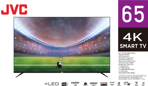 טלוויזיה חכמה 65 אינץ' Google Android 9 מבית JVC דגם LT-65N885