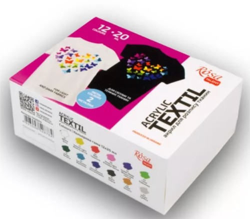 סט 12 צבעי בד ROSA TALENT ACRYLIC TEXTILE