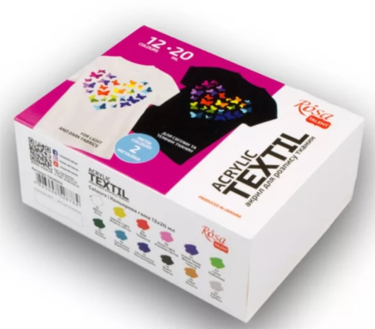 סט 12 צבעי בד ROSA TALENT ACRYLIC TEXTILE