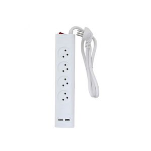 רב שקע (מפצל חשמל) עם 4 שקעים + 2 כניסות USB 2.1A + מפסק המוצר כולל כבל חשמל מאריך באורך 1 מטר המאפשר חיבור נוח כולל מפסק לכיבוי והדלקה