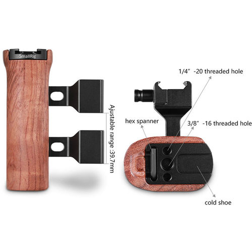 ידית אחיזה מעץ עם חיבור NATO לכלוב SmallRig 2187B