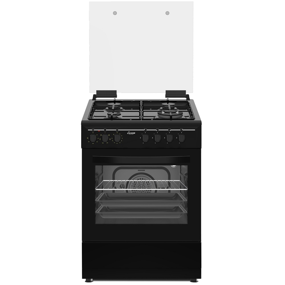 תנור משולב כיריים גז 4 להבות Luxor דגם LX-6060E-BL שחור