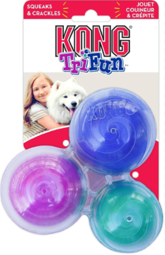 KONG TRIFUN - צעצוע 3 כדורים מחוברים מצפצפים לכלבים 
