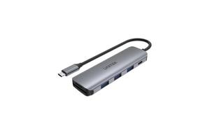 מפצל P5+ 6-in-1 USB-C Hub with 100W Power Delivery and Dual Card Reader Unitek