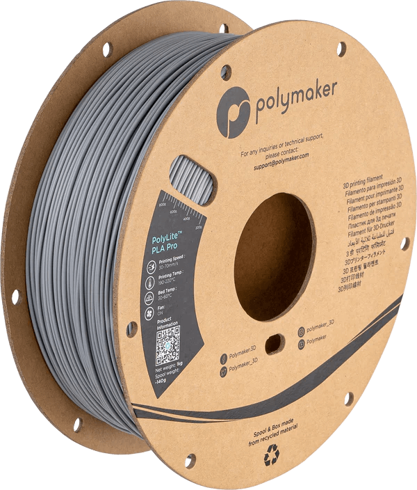 פילמנט אפור 1 ק"ג 1.75 מ"מ -  POLYLITE PLA Pro Grey