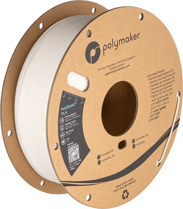 פילמנט לבן להדפסה מהירה 1 ק"ג 1.75 מ"מ -  PolySonic PLA White