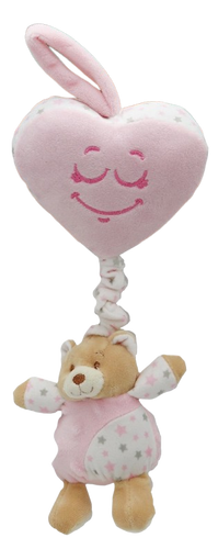 בובת לב נתלית לעגלה / טיולון או עריסה עם תיבת נגינה (מגוון צבעים)