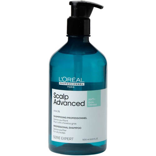 שמפו מקצועי לקרקפת שומנית SCALP ADVANCED לניקוי יסודי של עור הקרקפת לוריאל 500 מ