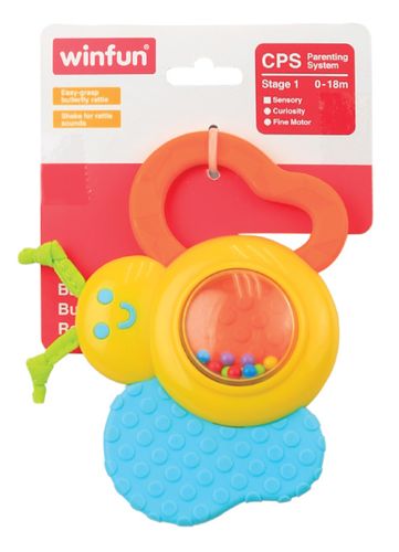 נשכן ורעשן לתינוק עם חרוזים פרפר