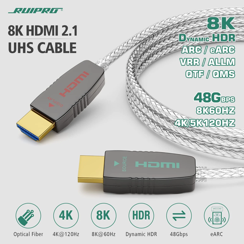 RUIPRO 8K Fiber Optic HDMI Cable - 15 Meter