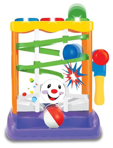 הך כדור וכדורים מתגלגלים במדרון עם אורות וצלילים