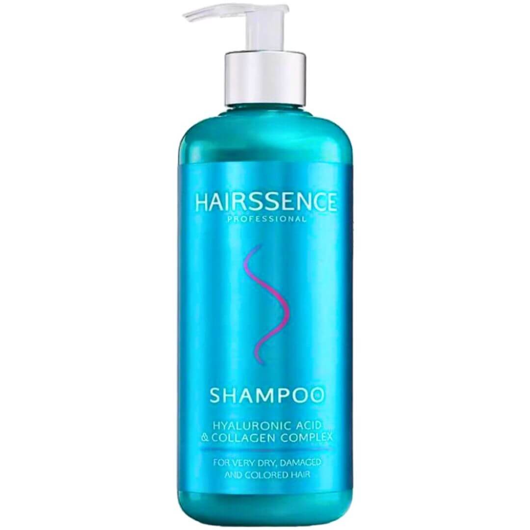 שמפו לשיער HAIRSSENCE חומצה היאלורונית וקולגן לשיער יבש, פגום וצבוע 500 מ"ל