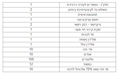 מזוודת עזרה ראשונה בסיסית לעסק