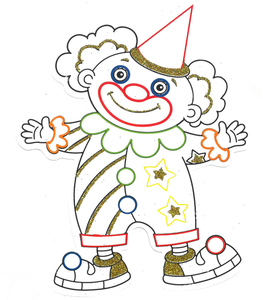 20 חיתוך ליצן עם נצנצים/ סימן לצבע