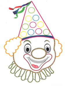 20 חיתוך ראש ליצן לצביעה והדבקה עם נצנצים