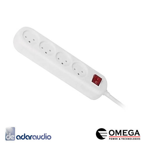 רב שקע 4 – 3 מטר + מפסק מואר – Omega – om-q-o4k-3m