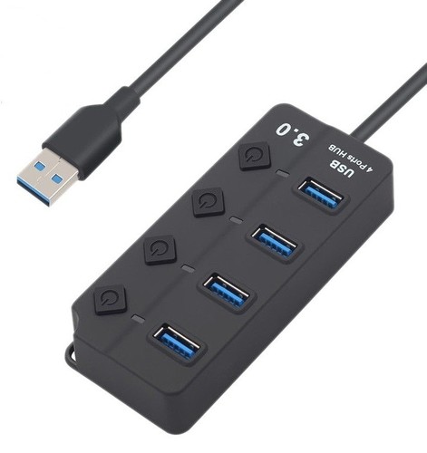 מפצל USB 3.0 ל-4 יציאות CMP-USB3HUB4 + מפסקים + אופציה לשנאי