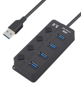 מפצל USB 3.0 ל-4 יציאות CMP-USB3HUB4 + מפסקים + אופציה לשנאי