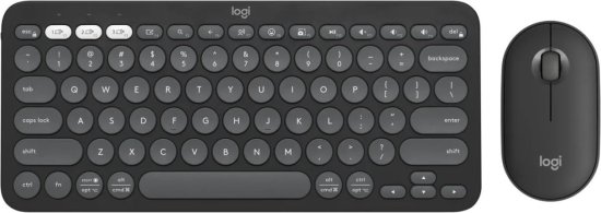 עכבר אלחוטי Logitech Pebble M350s + מקלדת אלחוטית Logitech K380s Bluetooth - צבע Tonal Graphite