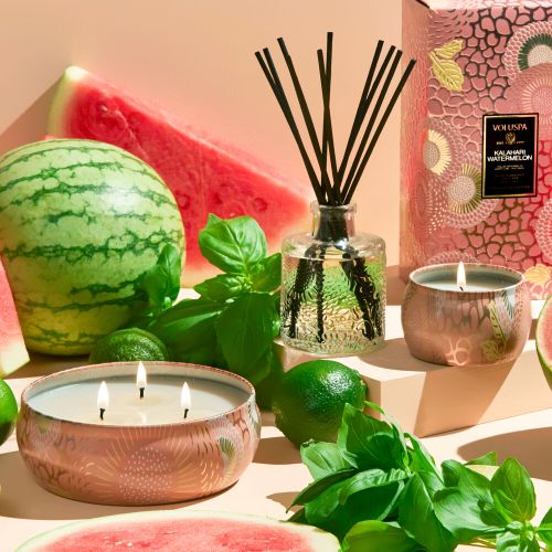 נר ריחני בקופסת פח עם 3 פתילים - Kalahari Watermelon 