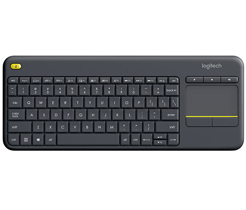 מקלדת מדיה HTPC אלחוטית Logitech K400 Plus Touch שחור עברית אנגלית