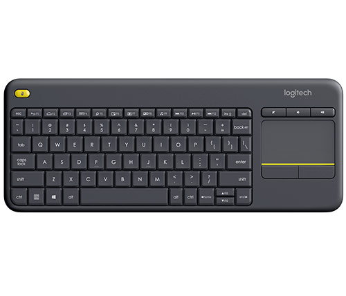מקלדת מדיה HTPC אלחוטית Logitech K400 Plus Touch שחור עברית אנגלית