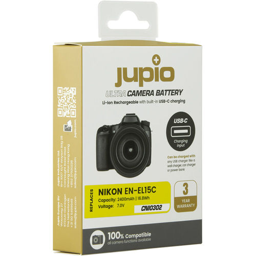 סוללת ליתיום Jupio EN-EL15C *ULTRA* V3 (USB-C input) 2400mAh