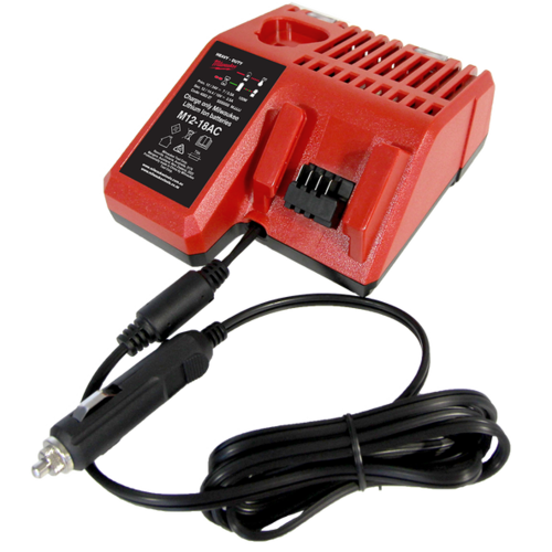 מטען למצת הרכב לסוללות 18V + 12V מבית Milwaukee 