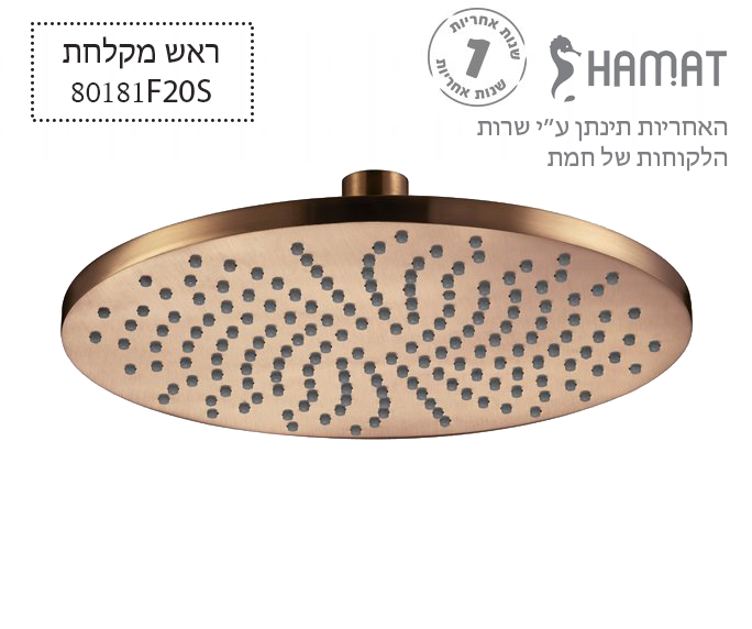 ראש מקלחת פליז עגול | Ø250 מ"מ | רוז גולד מוברש | 801815 F20S | חמת HAMAT