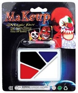 ערכת איפור פנים עם מכחול ו 4 צבעים - שחור, לבן, אדום, כחול (בטוח לשימוש)