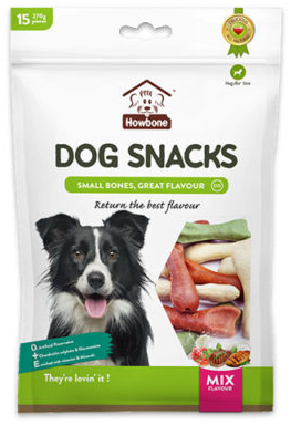 גנולרס - Gnawlers - עצמות דנטליות קטן לכלבים - Howbone Dog Snacks - טעמים שונים - 15 יח' 270 גרם מבצע 3+1 