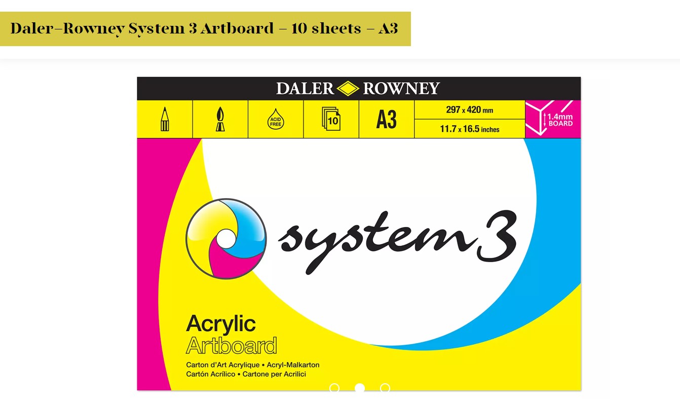 בלוק קרטון לציור עם אקריליק ACRYLIC ARTBOARD (גודל A3)