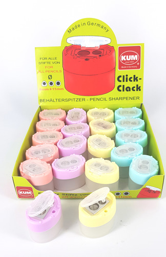 מחדד מתכת כפול מיכל clic-snap פסטל KUM