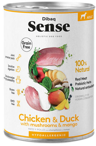 שימורי סנס עוף וברווז ללא דגנים לכלב 380 גרם Sense