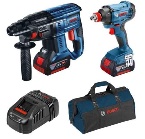 סט נטען 18V פטישון + מפתח אימפקט + 2 סוללות BOSCH 19G5.221 5Ah