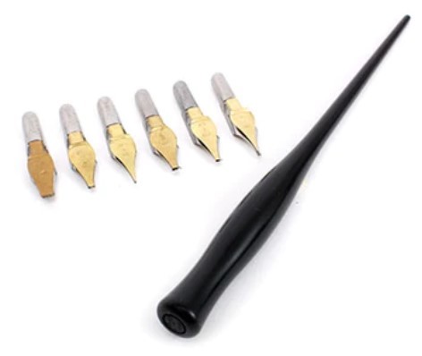 6 ציפורנים לקליגרפיה + ידית אחיזה Poster Pen Set