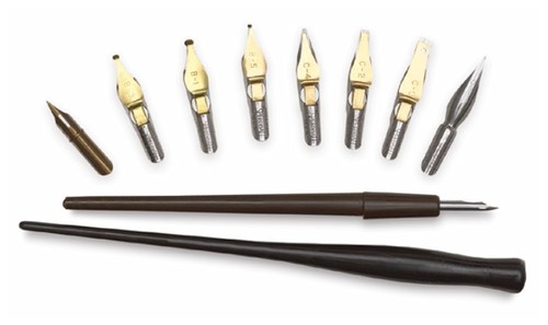 9 ציפורנים מקצועיים + שתי ידיות אחיזה  Artist Pen Set No.5 