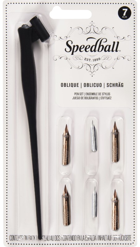 6 ציפורנים לקליגרפיה + ידית אחיזה OBLIQUE Pen Set