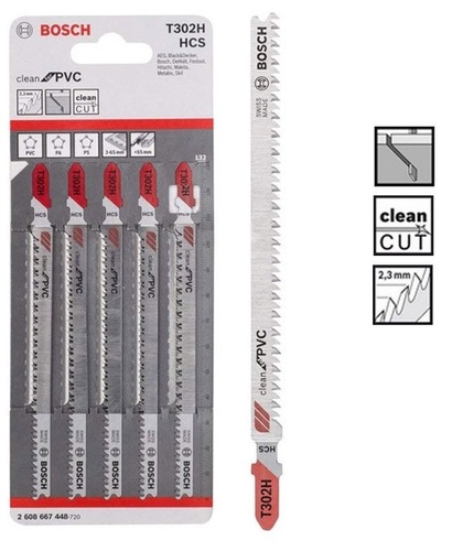 סט 5 להבים למסור אנכי T302H Clean for PVC מבית BOSCH