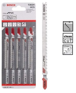סט 5 להבים למסור אנכי T302H Clean for PVC מבית BOSCH