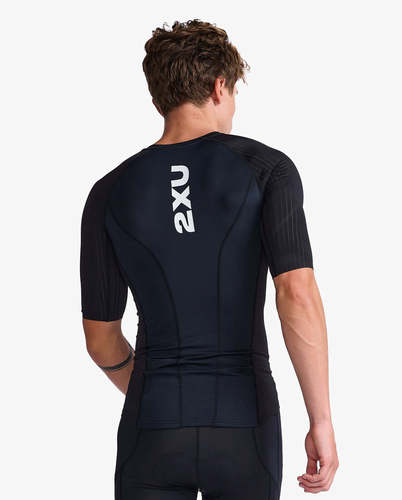 חולצת טריאתלון גברים Aero Tri Sleeved Top BLK/WHT 