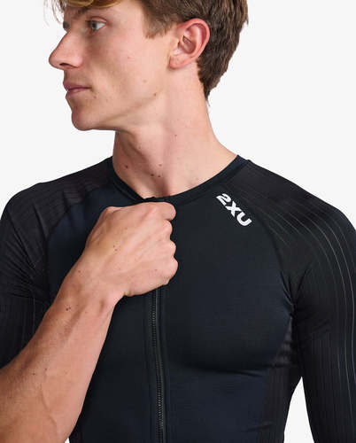 חולצת טריאתלון גברים Aero Tri Sleeved Top BLK/WHT 