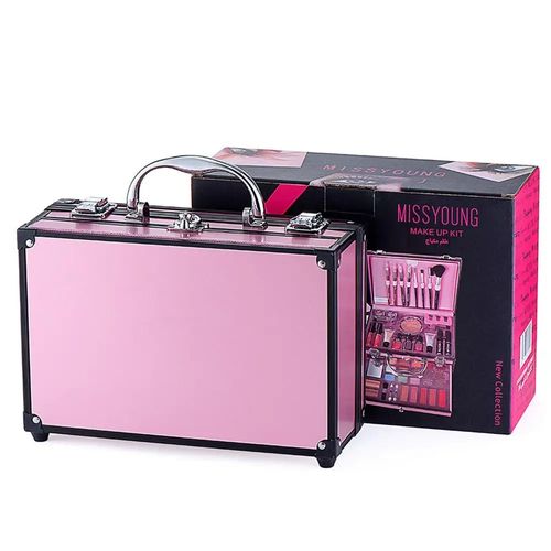 סט איפור לילדים במזוודה ורודה (בטוח לשימוש) 40 אביזרים Miss Young