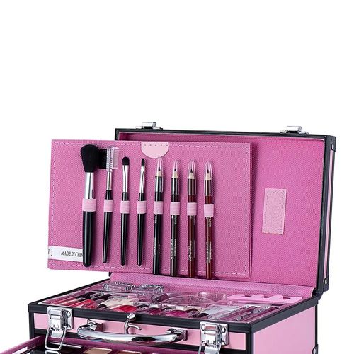 סט איפור לילדים במזוודה ורודה (בטוח לשימוש) 40 אביזרים Miss Young