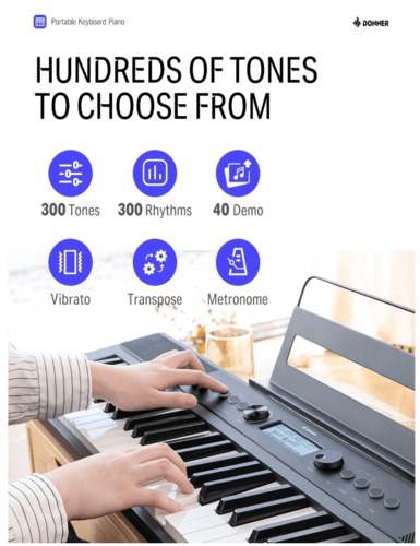 ערכת אורגנית ניידת 5 אוקטבות EC3095 SD10 לנגינה בדרכים + כסא + סטנד Z + אוזניות כולל אלמנט הטאץ' מבית DONNER