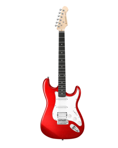 באנדל גיטרה חשמלית בצבע אדום EC1166 + קורס גיטרה אונליין + מגבר מיני + תיק + קאפו + רצועה + טיונר + כבל + מפרטים DST100 מבית DONNER