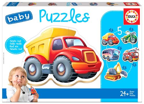 5 פאזלים לפעוטות כלי תחבורה/עבודה 3-5 חלקים