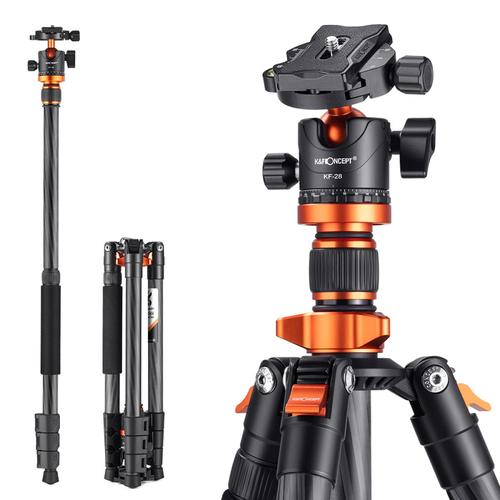 חצובת סיבי פחמן עם ראש כדורי - K&F Concept PRO Carbon Fiber Tripod & Monopod Kit D254C1 + BH-28L